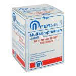 MULLKOMPRESSEN ES 10x10 cm unsteril 8fach (PZN 6192130) из Германии
