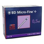 BD MICRO-FINE+ Insulinspr.0,5 ml U100 8 mm (PZN 7468077) из Германии
