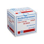 MULLKOMPRESSEN ES 7,5x7,5 cm unsteril 8fach (PZN 6310865) из Германии