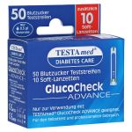 Testamed Glucocheck Advance 50 Teststreifen mit 10 Lanzetten (PZN 13331394) из Германии