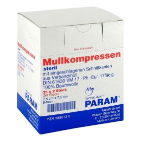 MULLKOMPRESSEN 7,5x7,5 cm steril 8fach – PZN 3856138 (PZN 3856138) из Германии