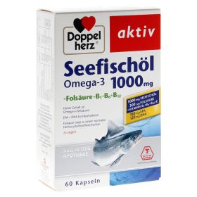 Doppelherz aktiv Seefischöl Omega-3 1.000 mg + Folsäure + B1 + B6 + B12 Kapseln – PZN 6583675 (PZN 6583675) из Германии