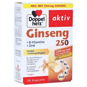 DOPPELHERZ Ginseng 250+B-Vitamine+Zink Kapseln – PZN 16082684 (PZN 16082684) из Германии