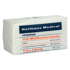 MULLKOMPRESSEN Ypsipad 7,5x7,5 cm unsteril 8fach – PZN 3262835 (PZN 3262835) из Германии