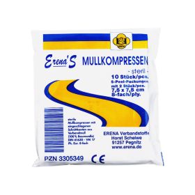 ERENA STERIL Mullkompr.7,5x7,5 cm 8fach – PZN 3305349 (PZN 3305349) из Германии