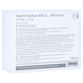 HEPARIN SODIUM 500 I.U. - 100 I.U./ml Ampullen – PZN 15621765 (PZN 15621765) из Германии